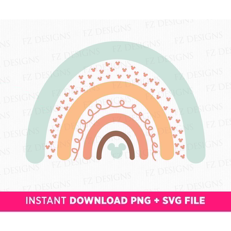 Rainbow Mouse Svg, Boho Rainbow Svg, Pastel Colors Mouse Ears Ranibow, Cute Rainbow Svg, Svg File For Cricut, Printable Png File.jpg
