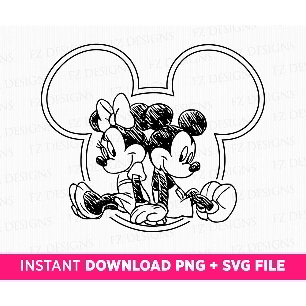 Sketch Mouse Couple Svg, Couple Trip Svg, Family Vacation 2023 Svg, Retro Couple Mouse Svg, Mouse Ear Svg, Family Trip Svg, SVG File For Cut.jpg