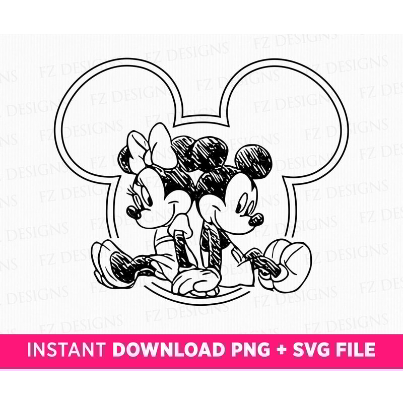 Sketch Mouse Couple Svg, Couple Trip Svg, Family Vacation 2023 Svg, Retro Couple Mouse Svg, Mouse Ear Svg, Family Trip Svg, SVG File For Cut.jpg
