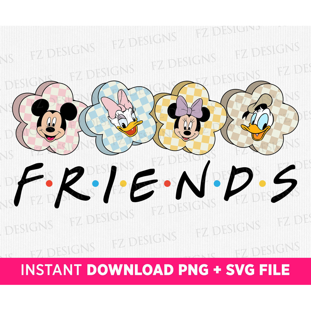 Summer Mouse Friends Svg, Checkered Friends Svg, Retro Friends on Line Svg, Family Vacation Svg, Magical Kindom Svg, Png File For Cricut.jpg