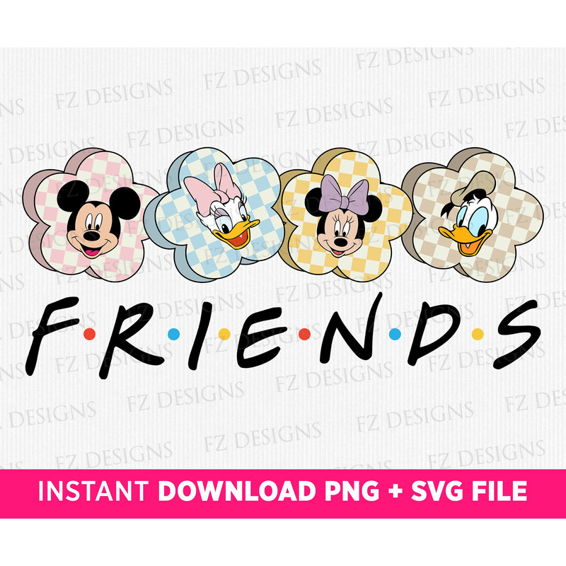 Summer Mouse Friends Svg, Checkered Friends Svg, Retro Friends on Line Svg, Family Vacation Svg, Magical Kindom Svg, Png File For Cricut.jpg
