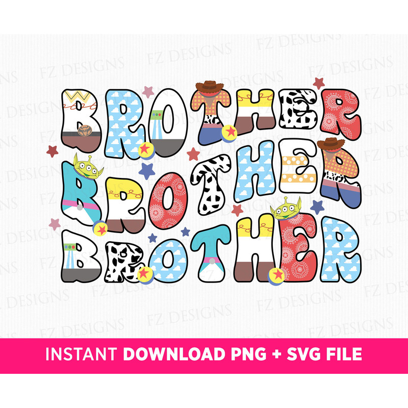 Toy Friends Brother Svg, Doodle Brother Svg, Cowboy Brother Svg, Family Trip Svg, Gift For Brother, Family Vacation Svg, Png Svg Files.jpg