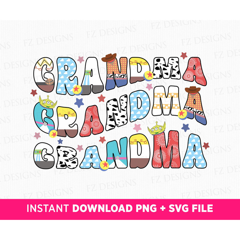 Toy Friends Grandma Svg, Doddle Grandma Svg, Grandma Birthday Svg, Gift For Grandma, Family Vacation, Png File For Sublimation.jpg