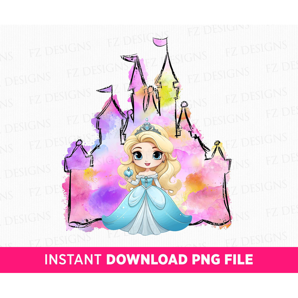 Watercolor Castle Clipart Png, Princess Png, Colorful Castle Png, Cute Girl Png, Magical Kingdom Png, Png For Sublimation, Instant Download.jpg