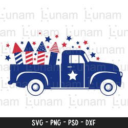 4th of july truck svg, summer svg, country svg, amercian flag svg, usa fireworks farmhouse svg files, 4th of july svg, i