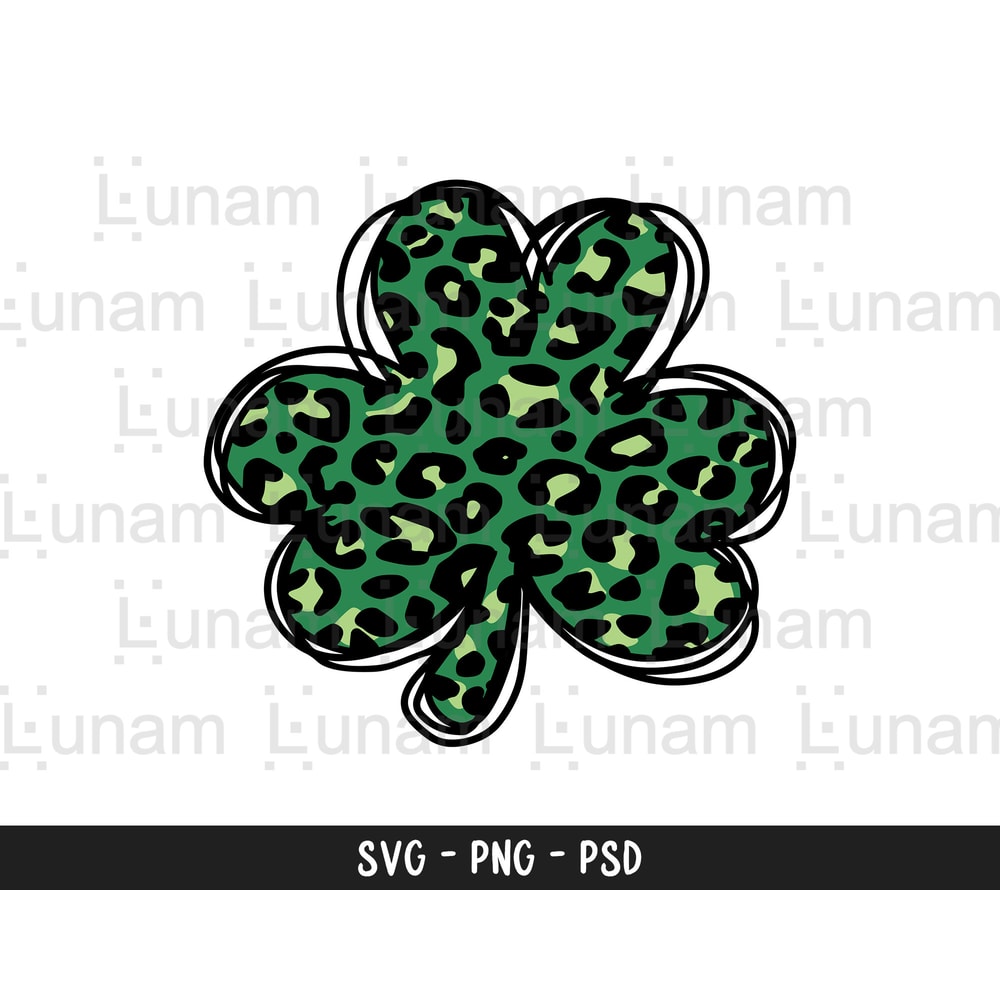 Doodle Clover Svg, Leopard Doodle Clover Svg, Leopard Shamrock Svg, Cheetah Shamrock Svg, Doodle Shamrock Svg, St Patrick's Day Svg.jpg
