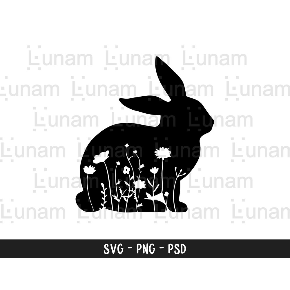 Floral Bunny Svg, Floral Rabbit Svg, Floral Bunny Silhouette, Floral Rabbit Silhouette, Easter Floral Rabbit, Floral Easter Bunny Svg.jpg