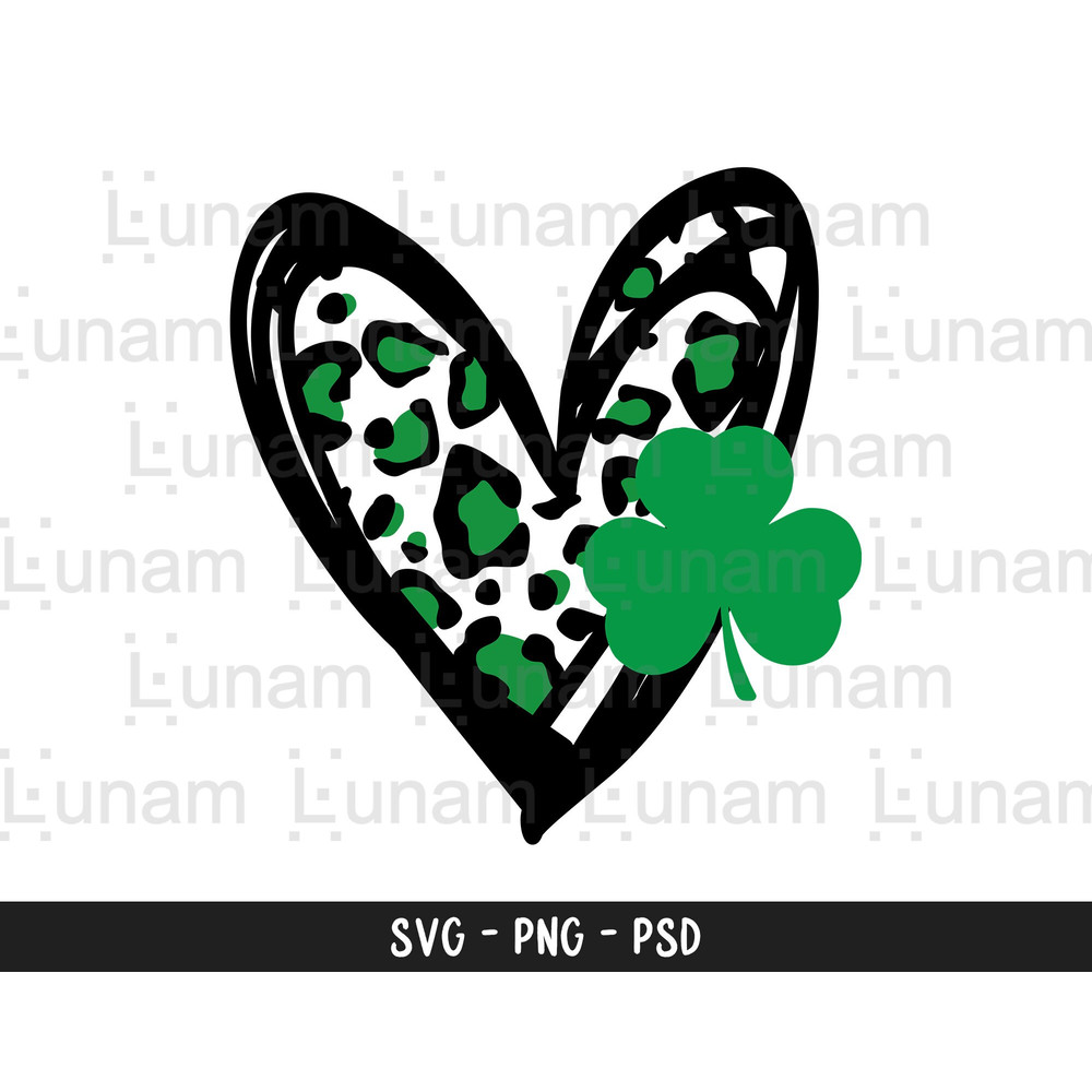 Green Cheetah Heart with Clover, St. Patrick's Day SVG, St. Patty's Day Svg, Shamrock Svg, Clover Svg, St Patty's Day Svg.jpg