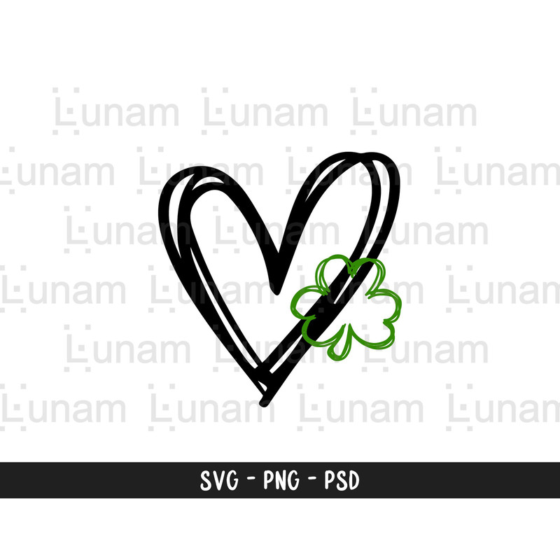 Heart With Clover Svg, St. Patrick's Day SVG, St. Patty's Day Svg, Shamrock Svg, Clover Svg.jpg