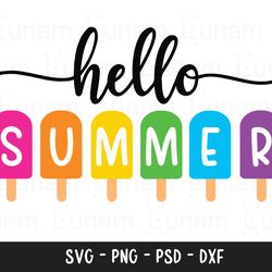 hello summer popsicles svg, summer sign svg, summer cut file for cricut and silhouette, beach svg, hello summer print fi