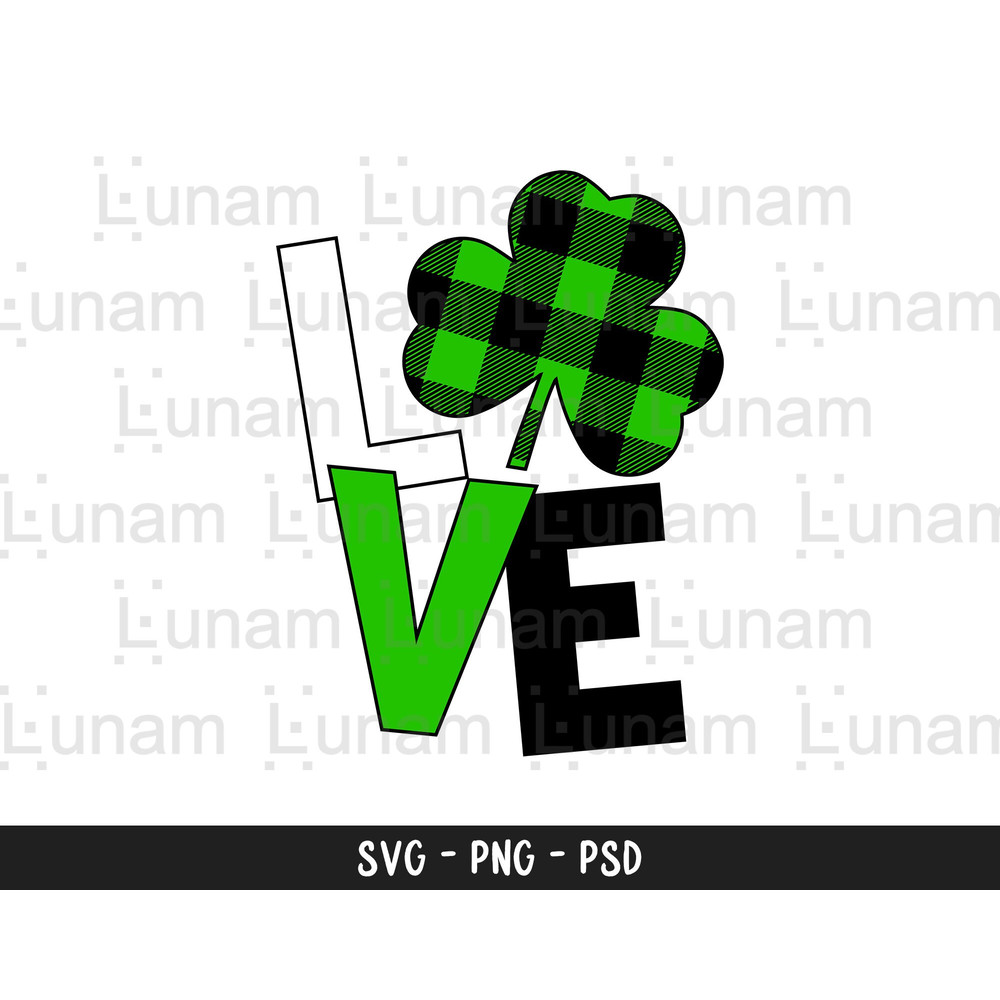 St Patty's Day Svg, St Patrick's Day Svg, St Patricks Day Svg, Love Clover Svg, Plaid Clover Love Svg, Love Svg.jpg