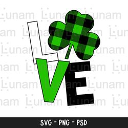 st pattys day svg, st patricks day svg, st patricks day svg, love clover svg, plaid clover love svg, love svg