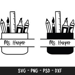 teacher svg, teacher split monogram svg, school supplies svg, back to school svg, school svg, school supplies split mono