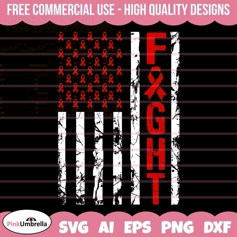 Blood Cancer Fight USA Flag Svg, Cancer Ribbon SVG, Blood Cancer Awareness SVG, Red Cancer Ribbon svg, svg cut file for Cricut Silhouette.jpg