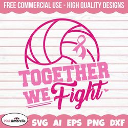 breast cancer svg, volleyball svg, breast cancer fight, cancer awareness month, pink ribbon svg, sport fan fighter stron