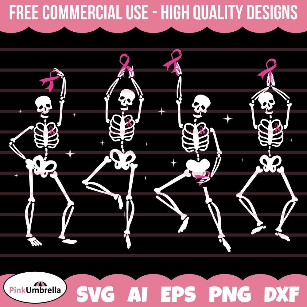Dancing Skeletons Breast Cancer Svg, Skeletons Ribbon Breast Cancer Awareness Tee, Cancer Halloween Svg, Breast Cancer Gift, Halloween Svg.jpg