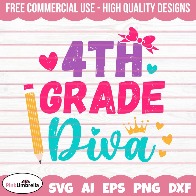 Fourth Grade Diva Svg, 4th Grade Squad, Fourth Grade Svg, Back to School Svg, First Day of School, Fourth Grade Crew, Svg File for Cricut.jpg
