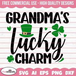 grandmas lucky charm svg, st patricks day svg, leprechaun svg, irish svg, shamrock svg, lucky svg, 4 leaf clover, paddys