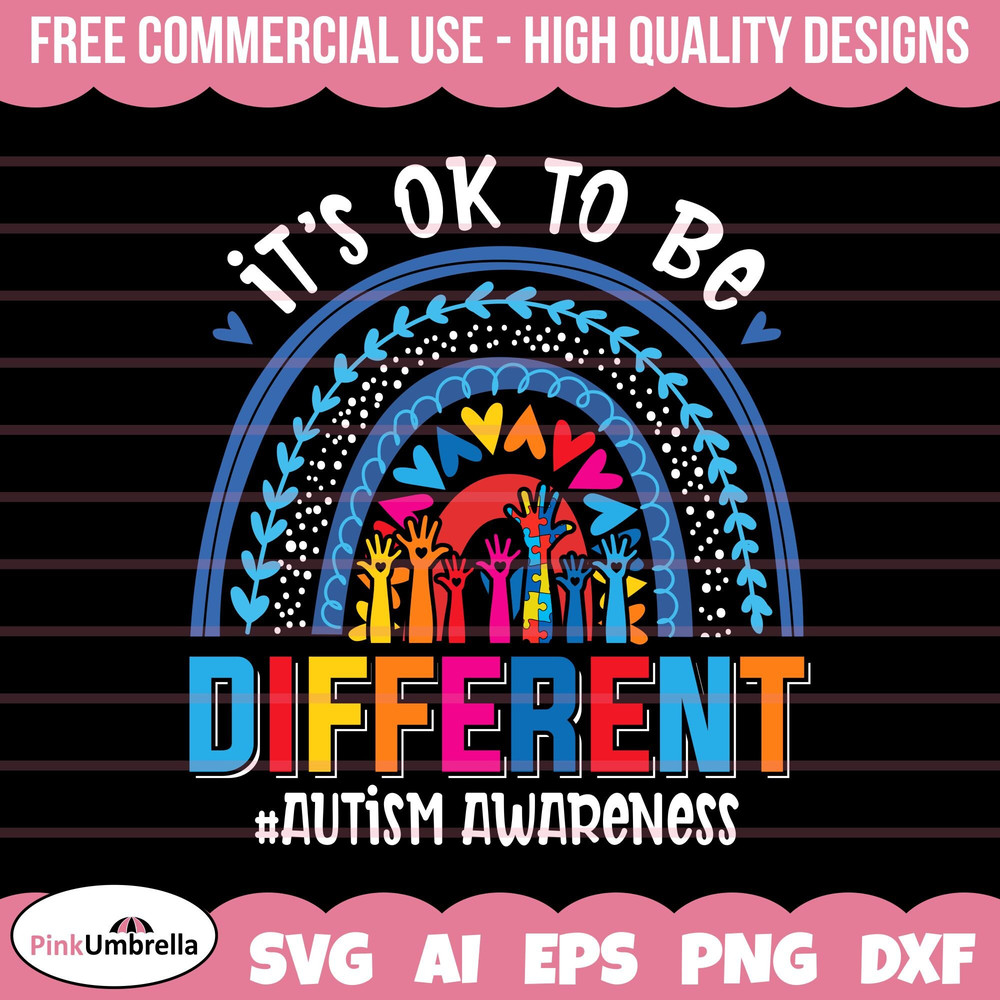It's Ok To Be Different Svg, Autism Rainbow, Autism Awareness, Mental Health, Puzzle Piece Svg, Autism Svg, svg Files for Cricut.jpg