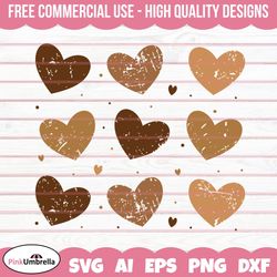 melanin skin tone hearts svg, black history svg, african american svg, black history month, melanin svg, black history p