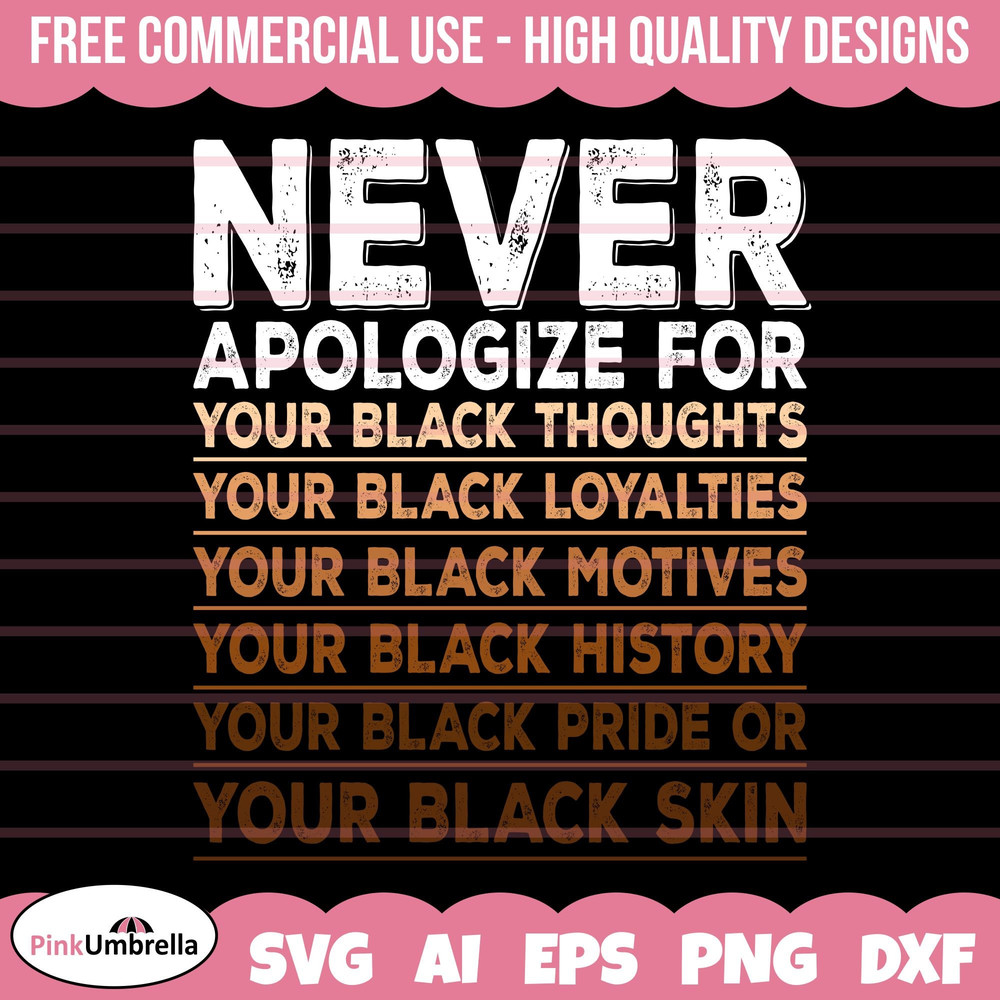 Never Apologize Black History Svg, Black History Svg, African American Svg, Black History Month, Melanin Svg, Black History Png.jpg