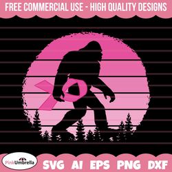 vintage bigfoot breast cancer svg, breast cancer png, breast cancer awareness, cancer awareness shirt, pink ribbon png,