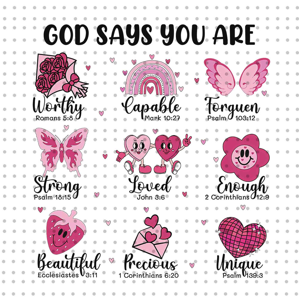 God Says You Are Valentine PNG, Jesus Valentine Png, Valentine Doodle Png, Christian Valentine Png, Happy Valentine Png, Valentine's Day Png.jpg