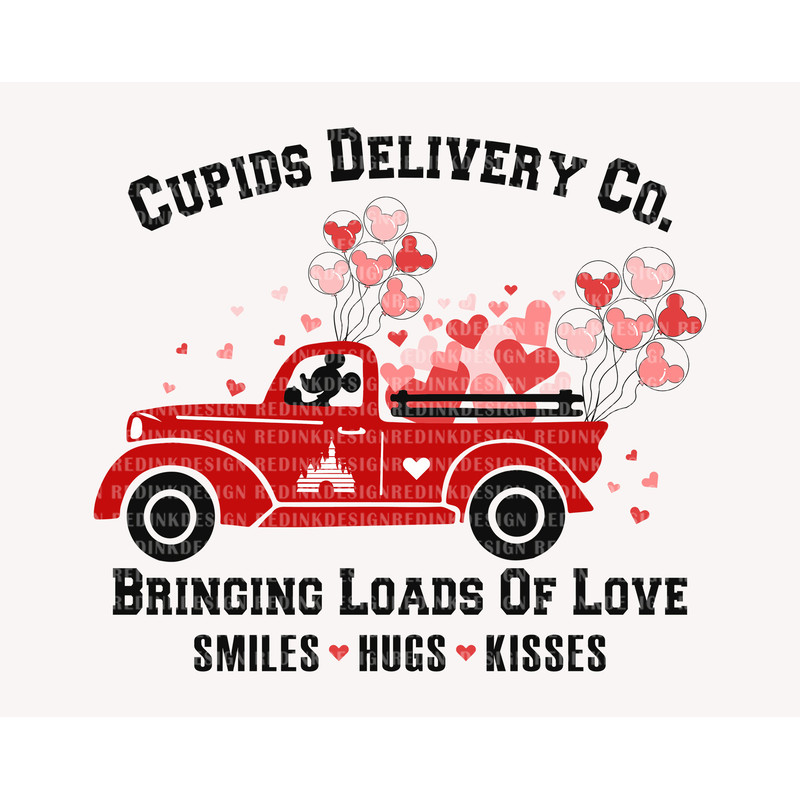 Cupids Delivery Co. Svg, Valentine Truck Svg, Heart Balloon Svg, Valentine's Day Svg, Mouse Valentine Svg, Valentines shirt SVG PNG File 1.jpg