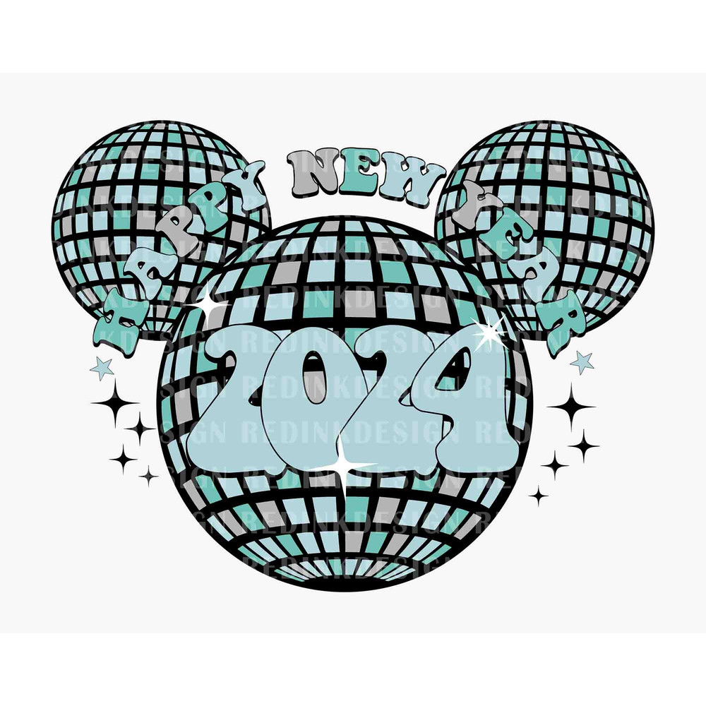 Happy New Year 2024 SVG, Disco Ball New Year Svg, Mouse Head New Year Svg, New Year Holiday Svg, Magic Kingdom Svg, Instant Download.jpg