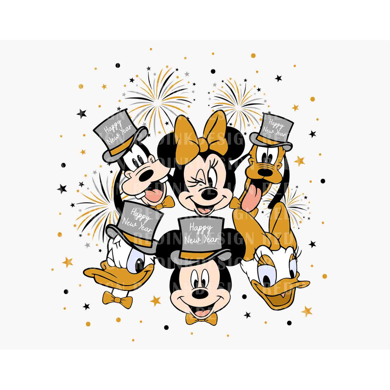 Happy New Year SVG, Firework Mouse Svg, Mouse And Friends Svg, New Year Holiday Svg, Magic Kingdom Svg, New Year 2024 Sublimation Design.jpg