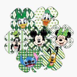 mouse and friends st patrick day svg, lucky shamrock svg, shenanigan svg, st patricks day 2024 svg, four leaf clover svg