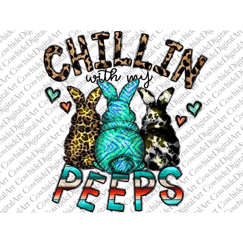 Chillin With My Peeps Png, Happy Easter PNG, Easter Png, Peeps, Western, Bandana, Bunny, Rabbit png, Sublimation Design, Digital Download.jpg