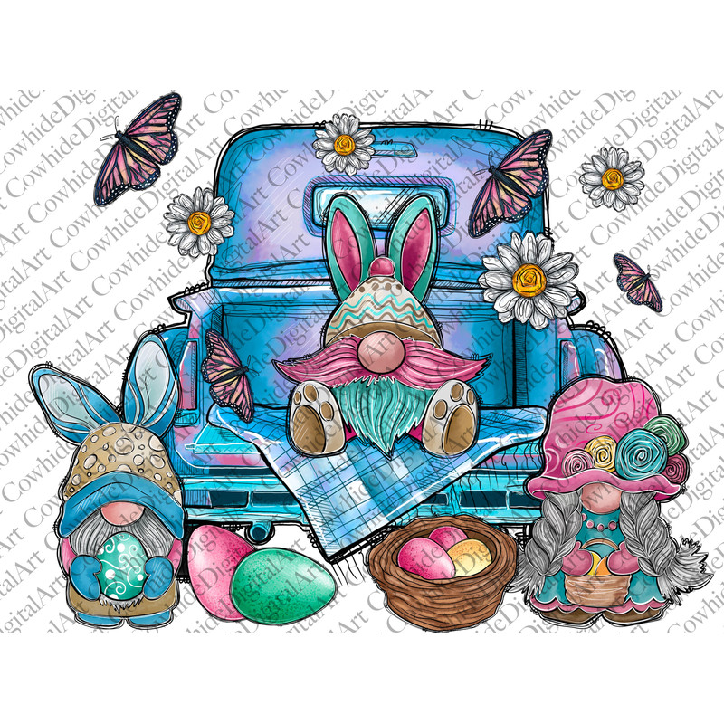 Easter Gnomies Truck Png Sublimation Design, Easter Day, Happy Easter Day Clipart, Easter Gnomies Png, Easter Bunny Png, Digital Download.jpg