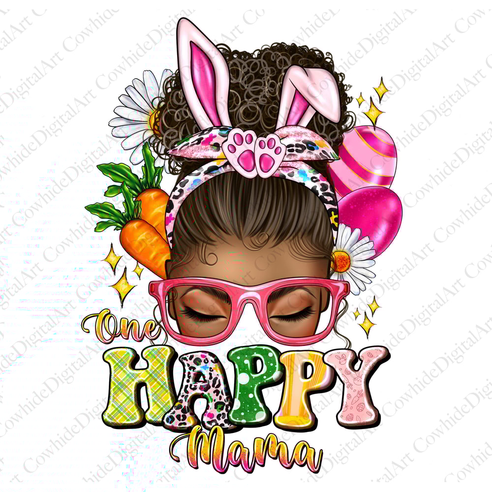 One Hoppy Mama afro messy bun png sublimation design download, Messy bun png, Easter, Happy Easter, afro woman, sublimate designs download.jpg
