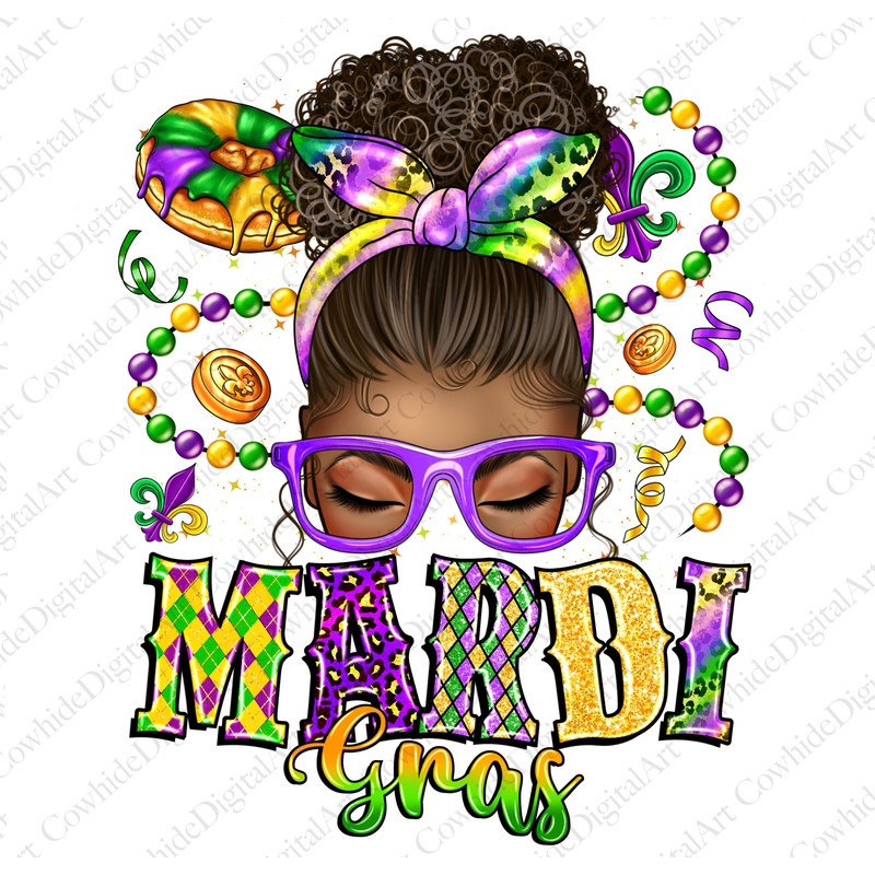 Mardi Gras afro messy bun png sublimation design download, Messy bun png, Mardi Gras png, afro woman png, sublimate designs download.jpg