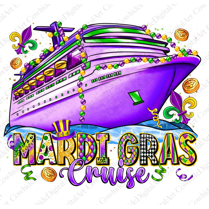 Mardi Gras Cruise png sublimation design download, Happy Mardi Gras png, Mardi Gras boat png, western Mardi Gras png, sublimate download.jpg