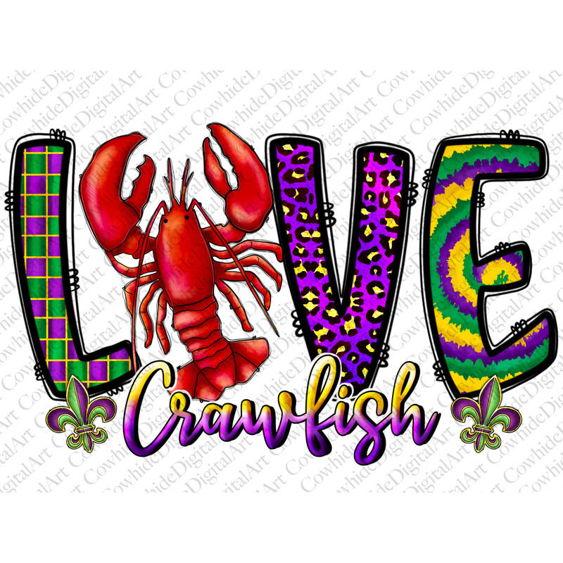 Mardi Gras love Crawfish png sublimation design download, Happy Mardi Gras png, hand drawn crawfish png, Crawfish png, sublimate designs.jpg