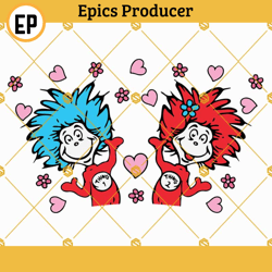 dr seuss thing 1 and thing 2 starbucks cold cup svg, thing 1 thing 2 starbucks svg, thing 1 and thing 2 svg