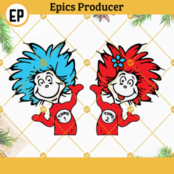 thing 1 and thing 2 svg bundle, dr seuss svg, thing one thing two svg png dxf eps files for cricut silhouette