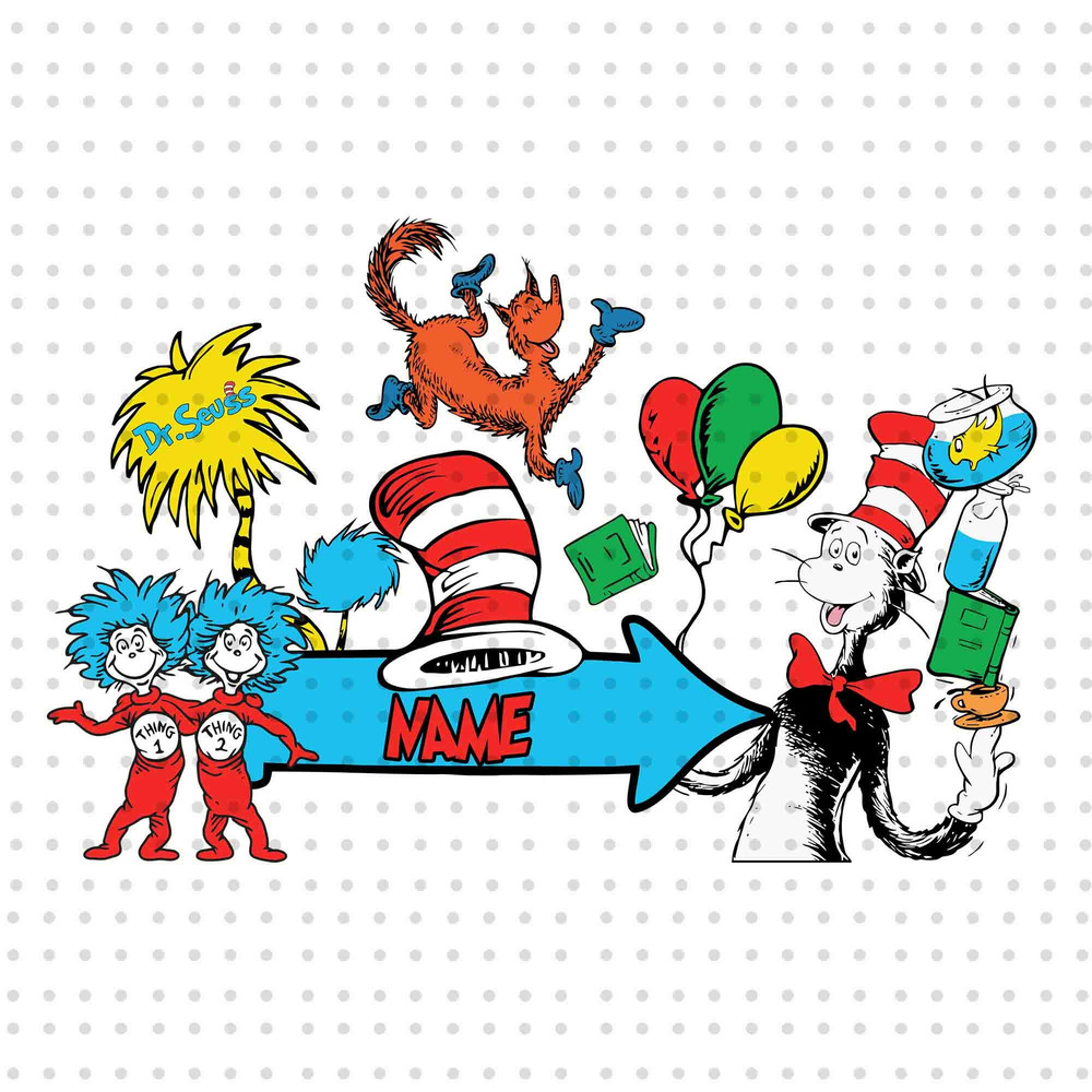 Dr Seuss Custom Name PNG, Cat In The Hat Png, Dr Seuss Png, Read Across America Png, Thing 1 Thing 2 Png, Dr Seuss Hat Png, Dr Seuss Design.jpg