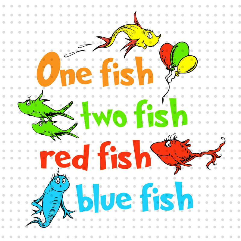 One Fish Two Fish Red Fish Blue Fish PNG, Cat In The Hat Png, Dr Seuss Png, Read Across America Png, Thing 1 Thing 2 Png, Digital Download.jpg