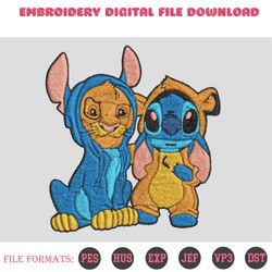 stitch and simba lion king embroidery designs, simba lion king embroidery designs, stitch machine embroidery design