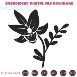 flower black embroidery designs file, flower machine embroidery