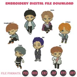 bts embroidery designs, embroidery file, embroidery bundle, 12