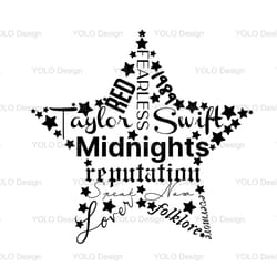 taylor bundle album names star svg, taylor swiftie album titles png, the eras tour svg, taylors version, digital downloa