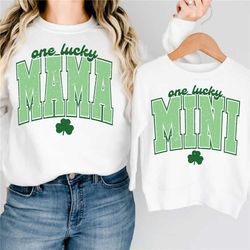 one lucky mama and mini svg, st patrick day svg, retro st patricks