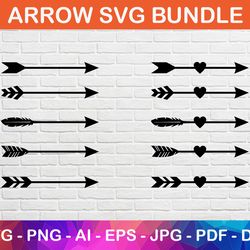 arrow bundle svg files, arrow with heart dxf, png, jpg, pdf files for commercial and personal use