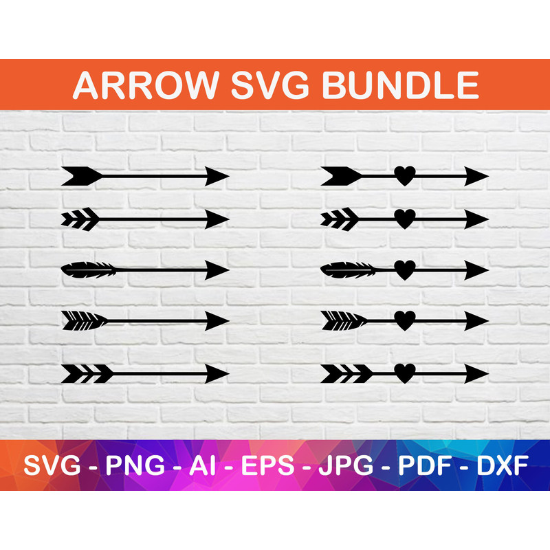 Arrow Bundle Svg Files, Arrow with Heart Dxf, Png, Jpg, Pdf Files for Commercial and Personal Use.jpg