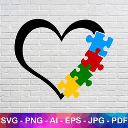 autism heart svg, autism rainbow puzzle, autism awareness for cricut