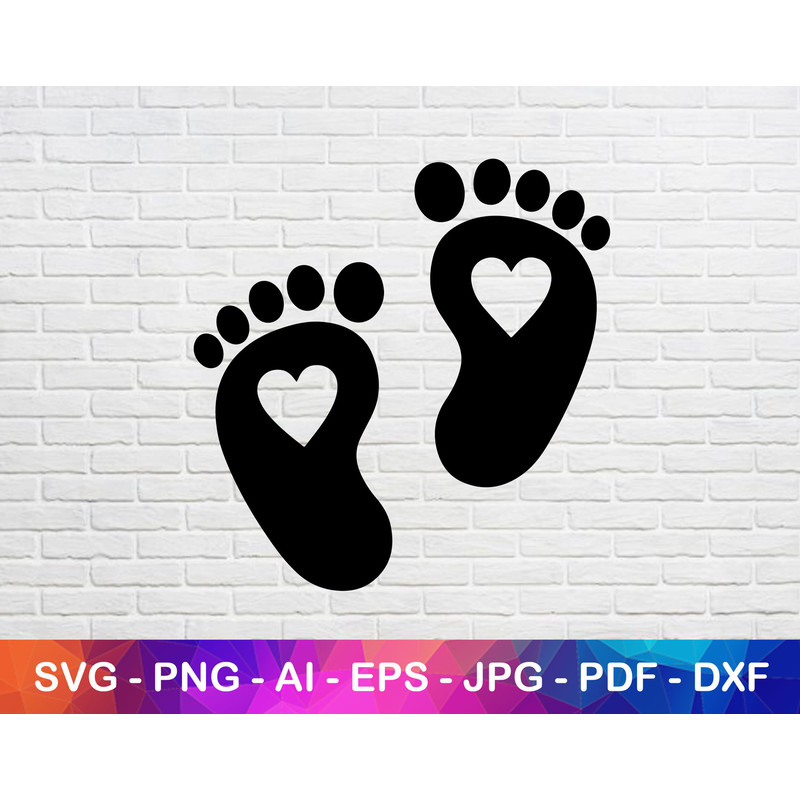 Baby Footprint Svg, Nursery Svg, Baby Svg, Footprint Svg, Instant Svg, Cute Svg, Heart Svg.jpg